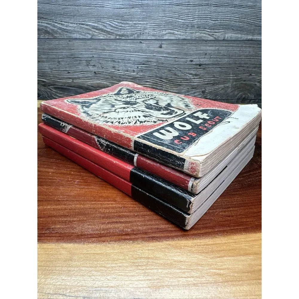 BSA‎ Cub Scout Book Lot of 4 Vtg 1950s Wolf Lion Webelos Boy Scouts America